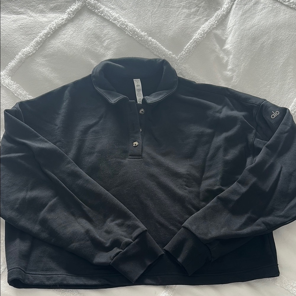ALO Collared Sweatshirt in Classic Black